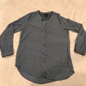 Blue white striped long sleeve H&M blouse size 10